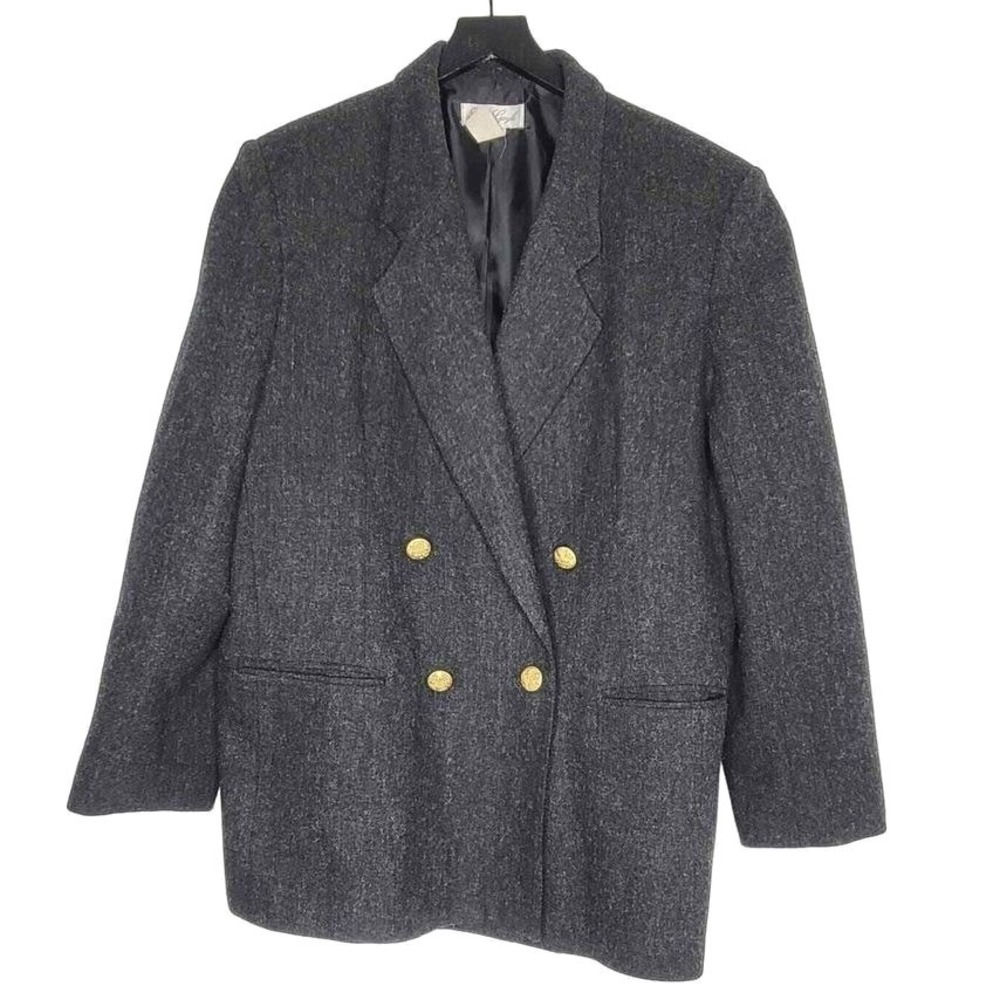 Vintage Laura Gayle Wool Blazer Gray Old Money Classic Double-Breasted Office 16